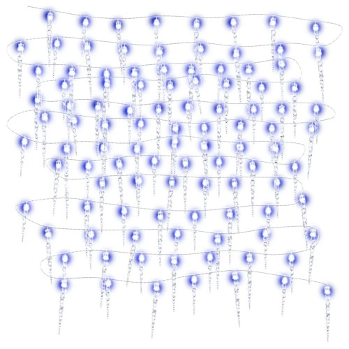 Коледни ледени висулки 40 бр сини акрил с дистанционно ➤ топ цена ➤ sorbe.bg