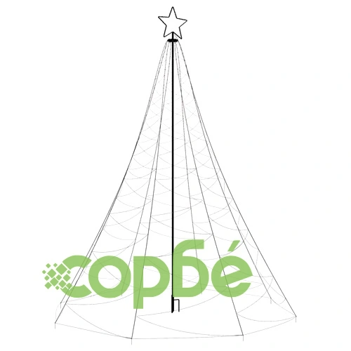 Коледно дърво с метален стълб, 500 LED, топло бяло, 3 м ➤ топ цена ➤ sorbe.bg