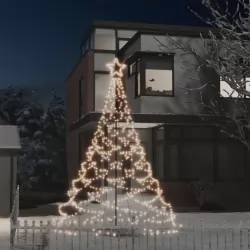Коледно дърво с метален стълб, 500 LED, топло бяло, 3 м