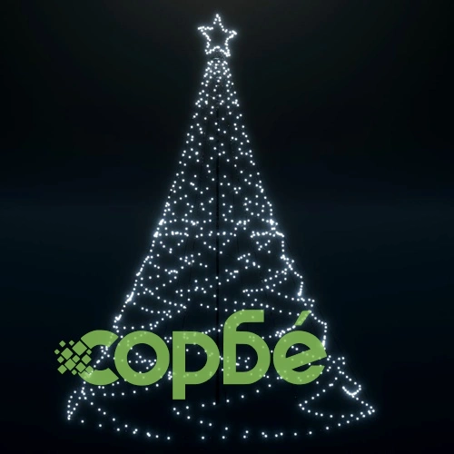 Коледно дърво с метален стълб, 500 LED, студено бяло, 3 м ➤ топ цена ➤ sorbe.bg