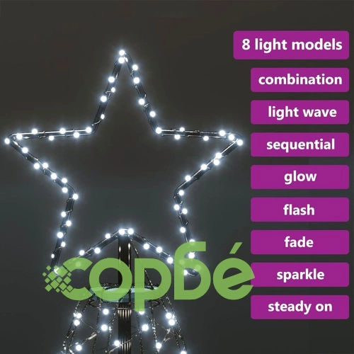 Коледно дърво с метален стълб, 500 LED, студено бяло, 3 м ➤ топ цена ➤ sorbe.bg