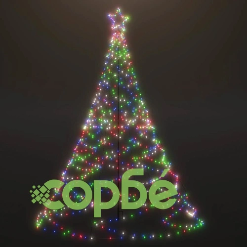 Коледно дърво с метален стълб, 500 LED, многоцветно, 3 м ➤ топ цена ➤ sorbe.bg