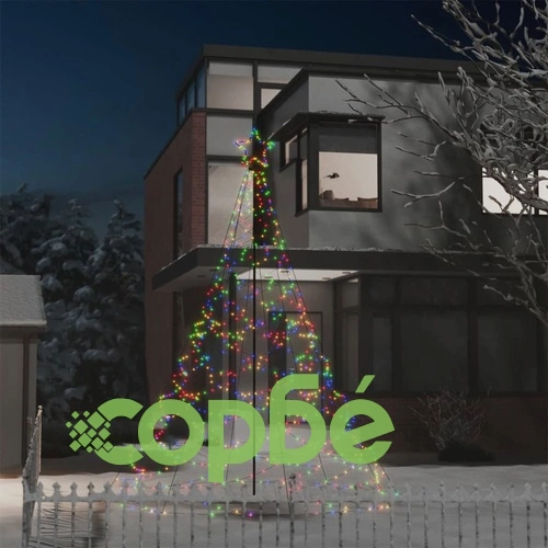 Коледно дърво с метален стълб, 500 LED, многоцветно, 3 м ➤ топ цена ➤ sorbe.bg