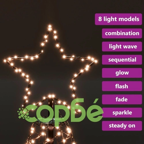 Коледно дърво с метален стълб, 1400 LED, топло бяло, 5 м ➤ топ цена ➤ sorbe.bg