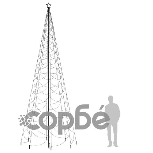 Коледно дърво с метален стълб, 1400 LED, топло бяло, 5 м ➤ топ цена ➤ sorbe.bg