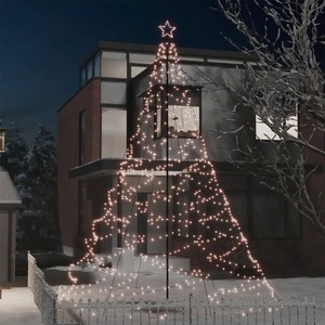 Коледно дърво с метален стълб, 1400 LED, топло бяло, 5 м