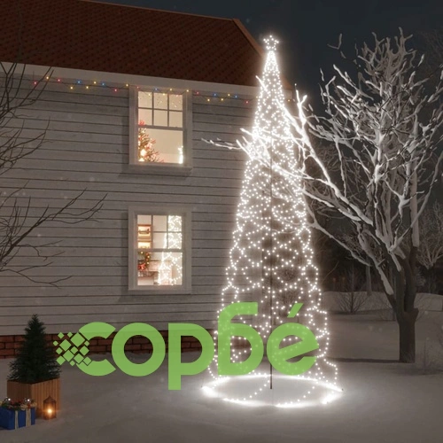 Коледно дърво с метален стълб, 1400 LED, студено бяло, 5 м на топ цена от sorbe.bg Коледно дърво с метален стълб, 1400 LED, студено бяло, 5 м ➤ топ цена ➤ sorbe.bg