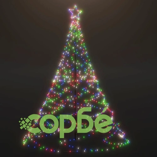 Коледно дърво с метален стълб, 1400 LED, многоцветно, 5 м ➤ топ цена ➤ sorbe.bg