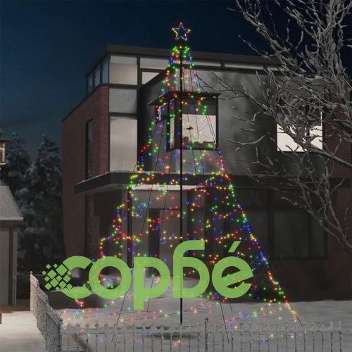 Коледно дърво с метален стълб, 1400 LED, многоцветно, 5 м ➤ топ цена ➤ sorbe.bg