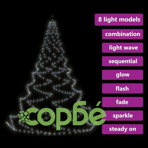 Елха за стена с метална кука 260 LED студено бяло 3 м вътре вън ➤ топ цена ➤ sorbe.bg