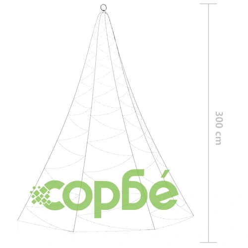 Елха за стена с метална кука 260 LED студено бяло 3 м вътре вън ➤ топ цена ➤ sorbe.bg