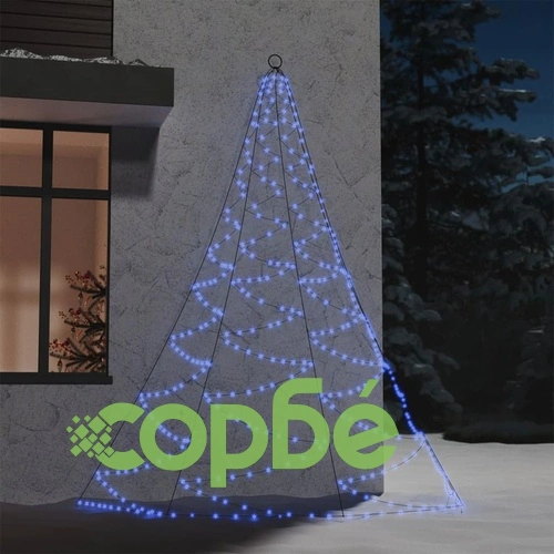 Елха за стена с метална кука 260 LED синьо 3 м закрито открито ➤ топ цена ➤ sorbe.bg
