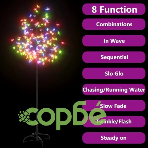 Коледно дърво, 120 разноцветни LED, разцъфнала череша, 150 см ➤ топ цена ➤ sorbe.bg