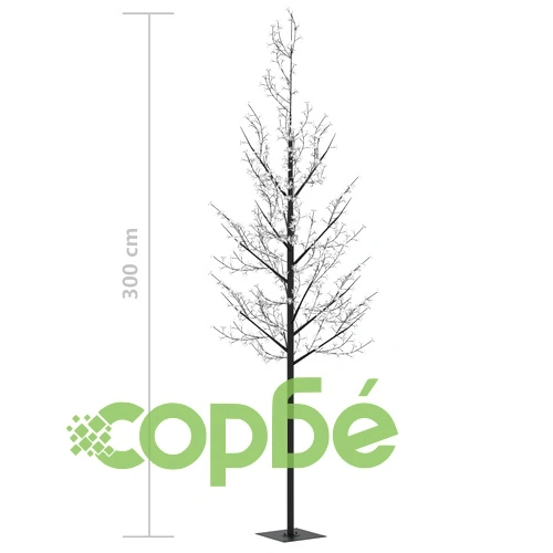Коледно дърво, 600 разноцветни LED, разцъфнала череша, 300 см ➤ топ цена ➤ sorbe.bg