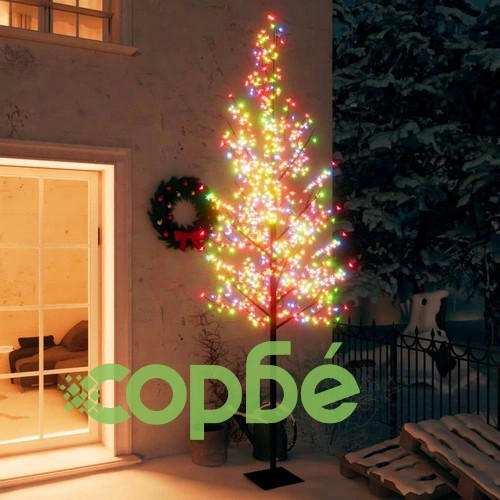 Коледно дърво, 600 разноцветни LED, разцъфнала череша, 300 см ➤ топ цена ➤ sorbe.bg