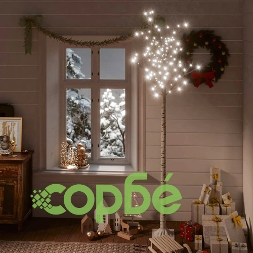Коледно дърво 200 LED 2,2 м студено бяло върба закрито/открито ➤ топ цена ➤ sorbe.bg