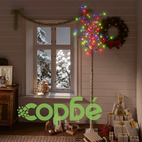 Коледно дърво 200 LED 2,2 м цветно върба закрито/открито ➤ топ цена ➤ sorbe.bg
