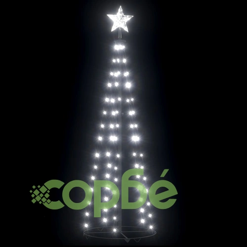 Декоративна коледна елха конус, студено бяло, 70 LED, 50x120 см ➤ топ цена ➤ sorbe.bg