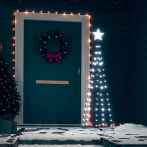 Декоративна коледна елха конус, студено бяло, 84 LED, 50x150 см