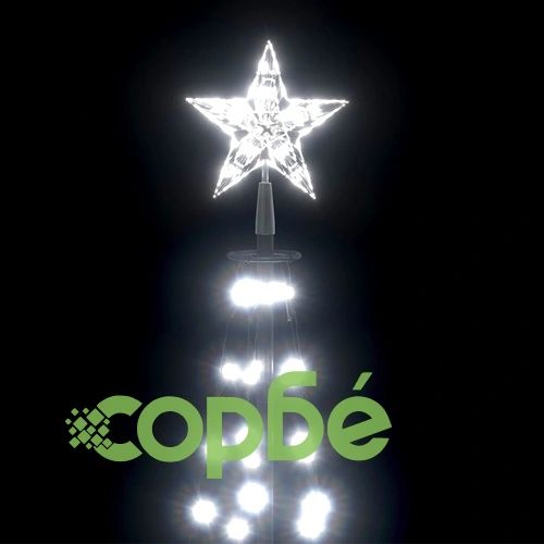 Коледна елха конус, 100 LED студено бяло, декорация, 70x180 см ➤ топ цена ➤ sorbe.bg