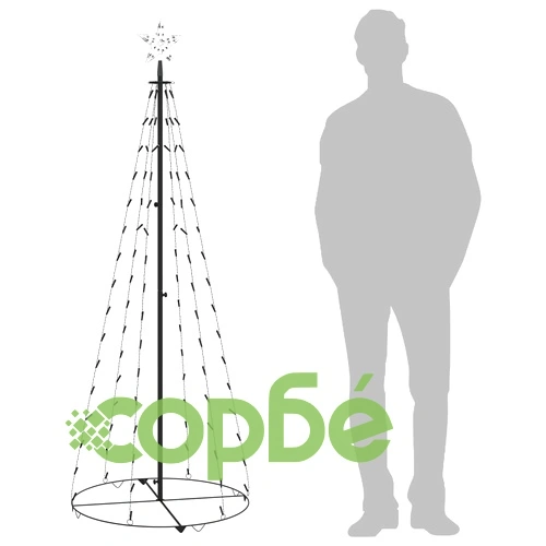 Коледна елха конус, 100 LED студено бяло, декорация, 70x180 см ➤ топ цена ➤ sorbe.bg
