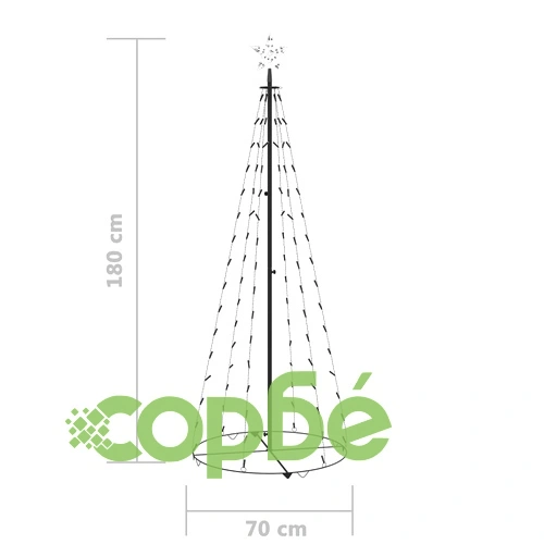 Коледна елха конус, 100 LED студено бяло, декорация, 70x180 см ➤ топ цена ➤ sorbe.bg