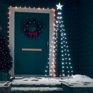Коледна елха конус, 100 LED студено бяло, декорация, 70x180 см