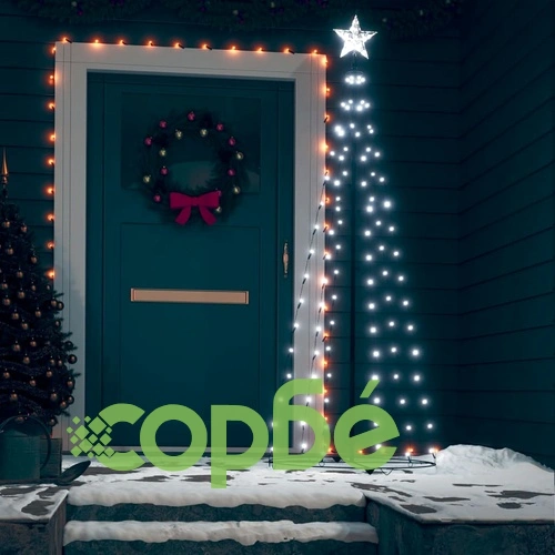 Коледна елха конус, 100 LED студено бяло, декорация, 70x180 см ➤ топ цена ➤ sorbe.bg