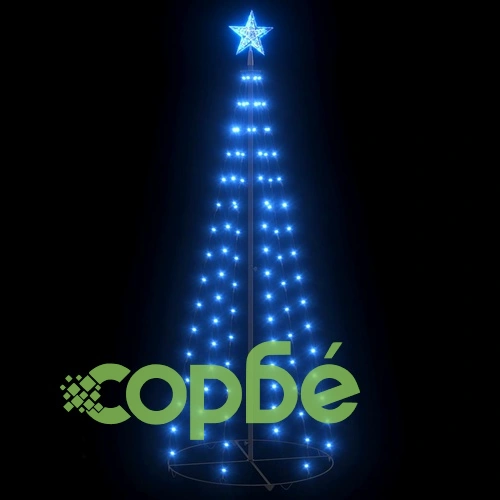 Коледна елха конус, синя, 100 LED, декорация, 70x180 см ➤ топ цена ➤ sorbe.bg