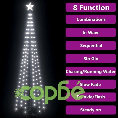 Коледна елха конус, 136 LED студено бяло, декорация, 70x240 см ➤ топ цена ➤ sorbe.bg