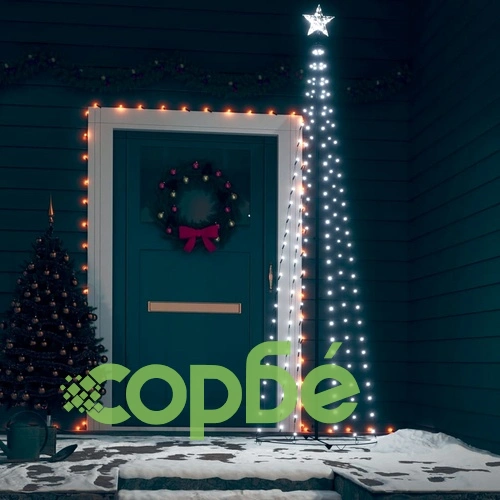 Коледна елха конус, 136 LED студено бяло, декорация, 70x240 см ➤ топ цена ➤ sorbe.bg