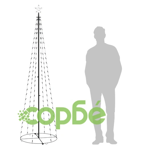 Декоративна коледна елха конус, синя, 136 LED, 70x240 см ➤ топ цена ➤ sorbe.bg