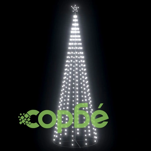 Коледна елха конус студено бяло 330 LED декорация 100x300 см ➤ топ цена ➤ sorbe.bg