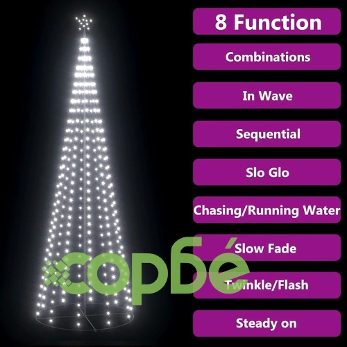 Коледна елха конус студено бяло 330 LED декорация 100x300 см ➤ топ цена ➤ sorbe.bg