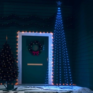 Коледна елха конус синя 330 LED декорация 100x300 см