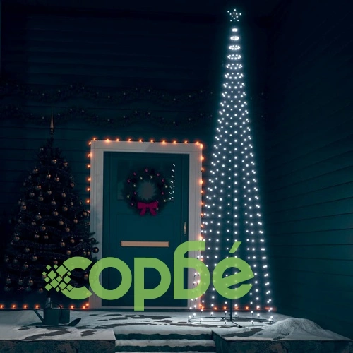 Коледна елха конус студено бяло 400 LED декорация 100x360 см ➤ топ цена ➤ sorbe.bg