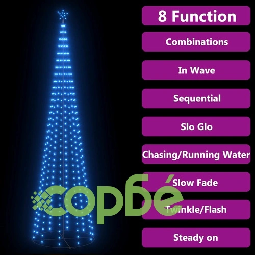 Коледна елха конус синя 400 LED декорация 100x360 см ➤ топ цена ➤ sorbe.bg