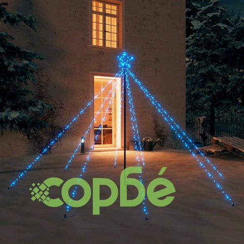 Светеща коледна елха за закрито и открито, 400 LED, синя, 2,5 м ➤ топ цена ➤ sorbe.bg