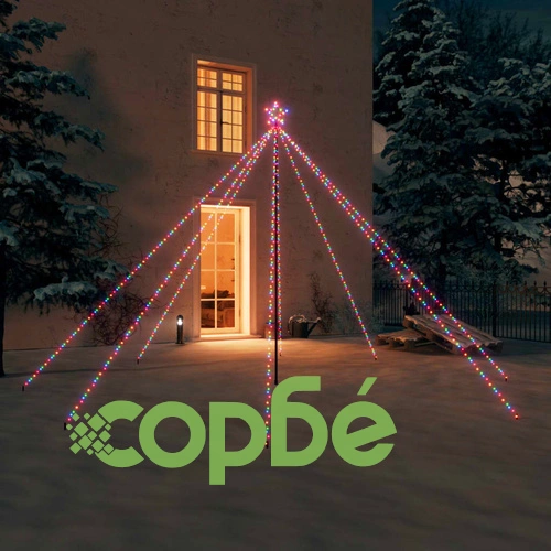 Светеща коледна елха, закрито/открито, 576 LED, цветна, 3,6 м ➤ топ цена ➤ sorbe.bg