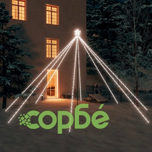 Светеща коледна елха закрито/открито 800 LED студено бяла 5 м ➤ топ цена ➤ sorbe.bg