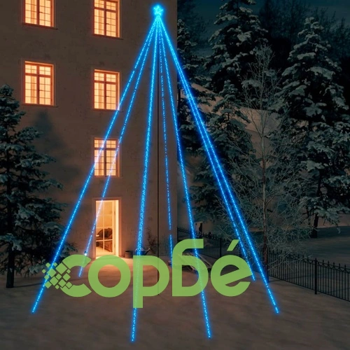 Светеща коледна елха за закрито и открито 1300 LED синя 8 м ➤ топ цена ➤ sorbe.bg