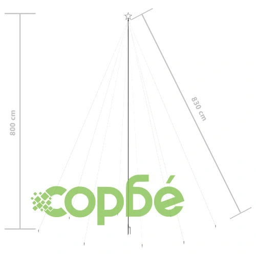 Светеща коледна елха за закрито и открито 1300 LED цветна 8 м ➤ топ цена ➤ sorbe.bg