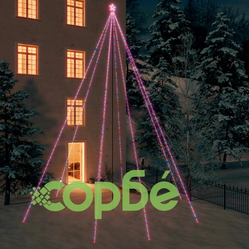 Светеща коледна елха за закрито и открито 1300 LED цветна 8 м ➤ топ цена ➤ sorbe.bg