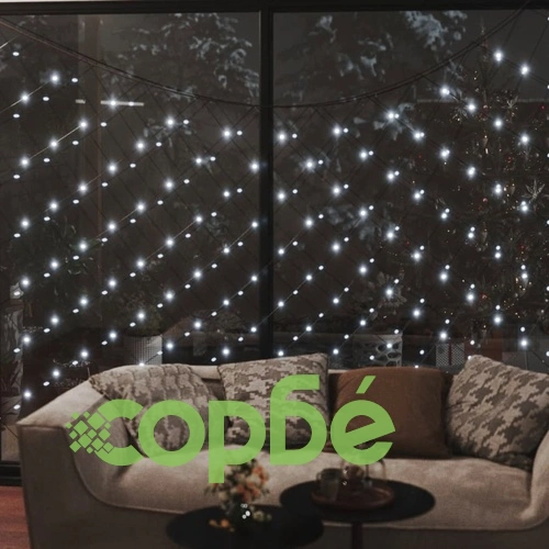 Коледна светеща мрежа студенобяла 3x2 м 204 LED закрито/открито ➤ топ цена ➤ sorbe.bg