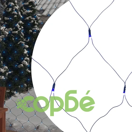 Коледна светеща мрежа, синя, 3x2 м, 204 LED, за закрито/открито ➤ топ цена ➤ sorbe.bg