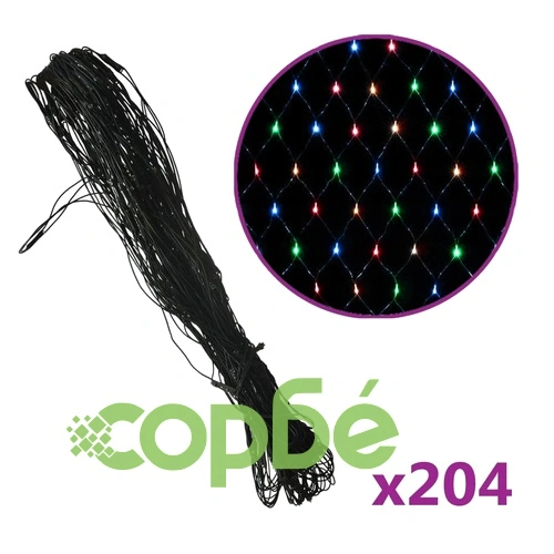 Коледна светеща мрежа цветна 3x2 м 204 LED за закрито/открито ➤ топ цена ➤ sorbe.bg