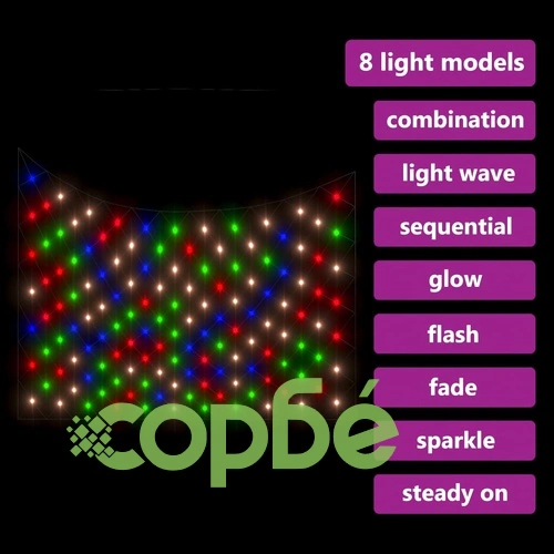 Коледна светеща мрежа цветна 3x2 м 204 LED за закрито/открито ➤ топ цена ➤ sorbe.bg