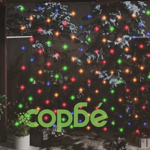 Коледна светеща мрежа цветна 3x2 м 204 LED за закрито/открито ➤ топ цена ➤ sorbe.bg