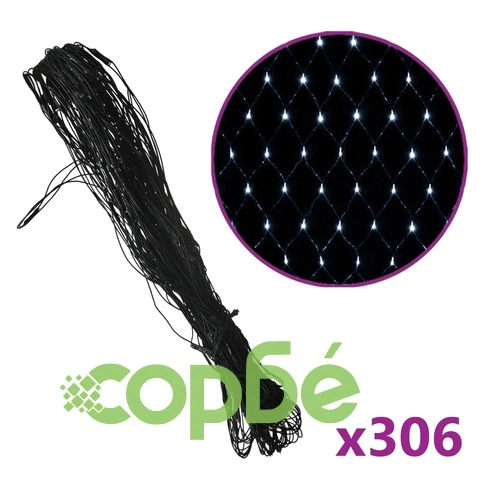 Коледна светеща мрежа студенобяла 3x3 м 306 LED закрито/открито ➤ топ цена ➤ sorbe.bg