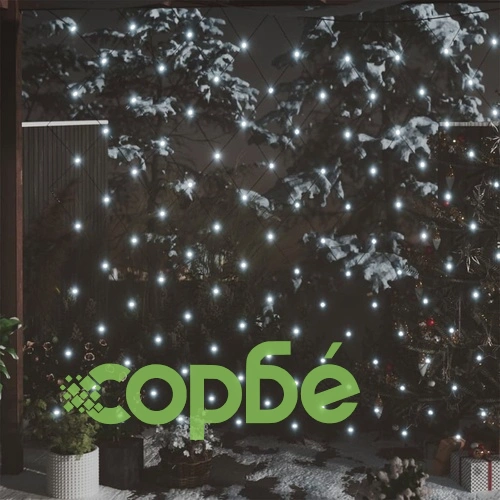Коледна светеща мрежа студенобяла 3x3 м 306 LED закрито/открито ➤ топ цена ➤ sorbe.bg